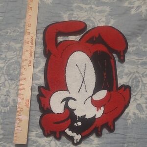 Playful Red and Black Cartoon Patch Murder Mouse